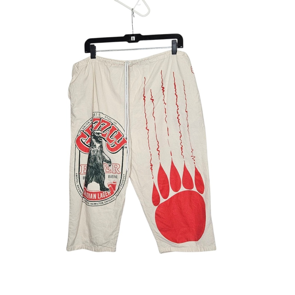 Grizzly Beer Novelty Pants Canadian Lager Bear Paw Cotton Loungewear RARE‎ OS